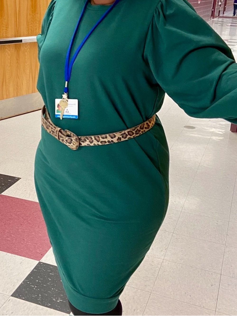 Green Long Sleeve Sweatshirt Dress